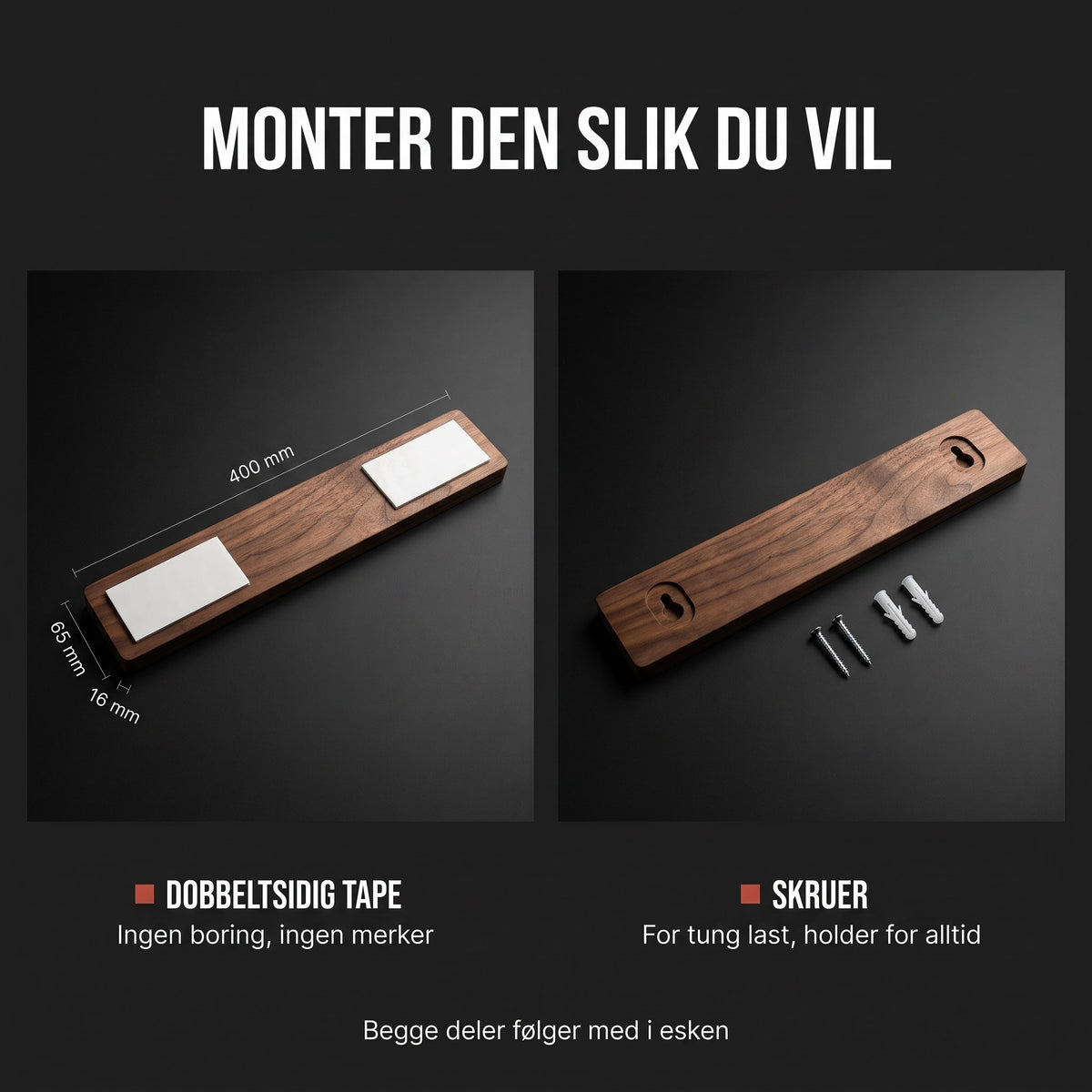 Magnetisk knivholde i valnøtt